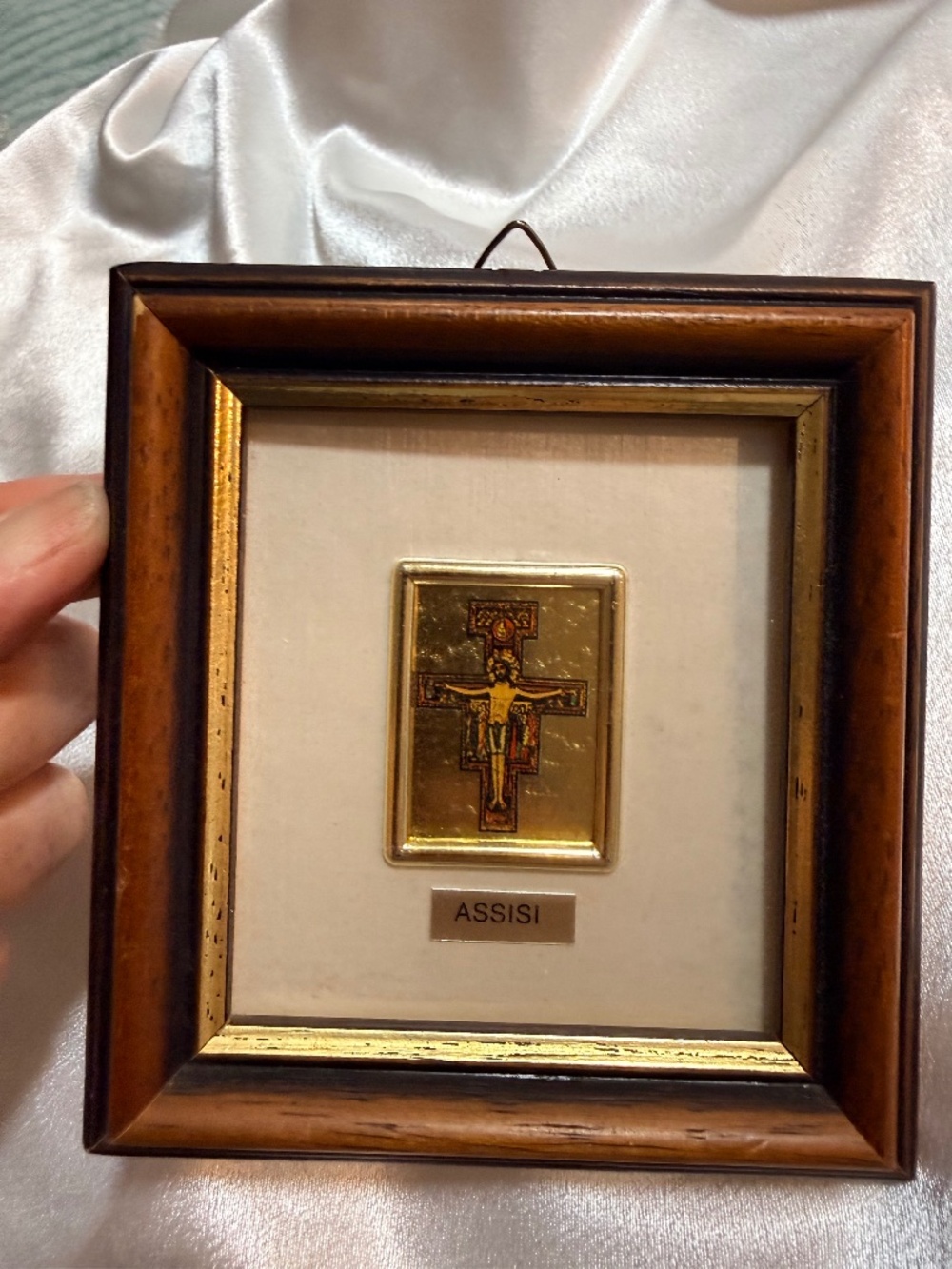 Vintage Assisi San Damiano Cross Framed Religious Wall Art Italy Souvenir